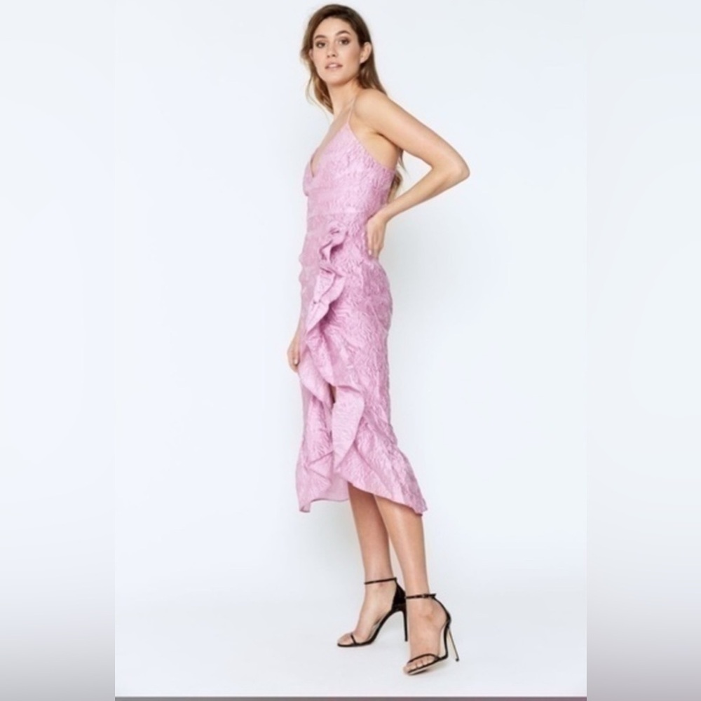 Bardot Emmaline Floral Taffeta Cocktail Dress Lilac Pink Sz 10/Large